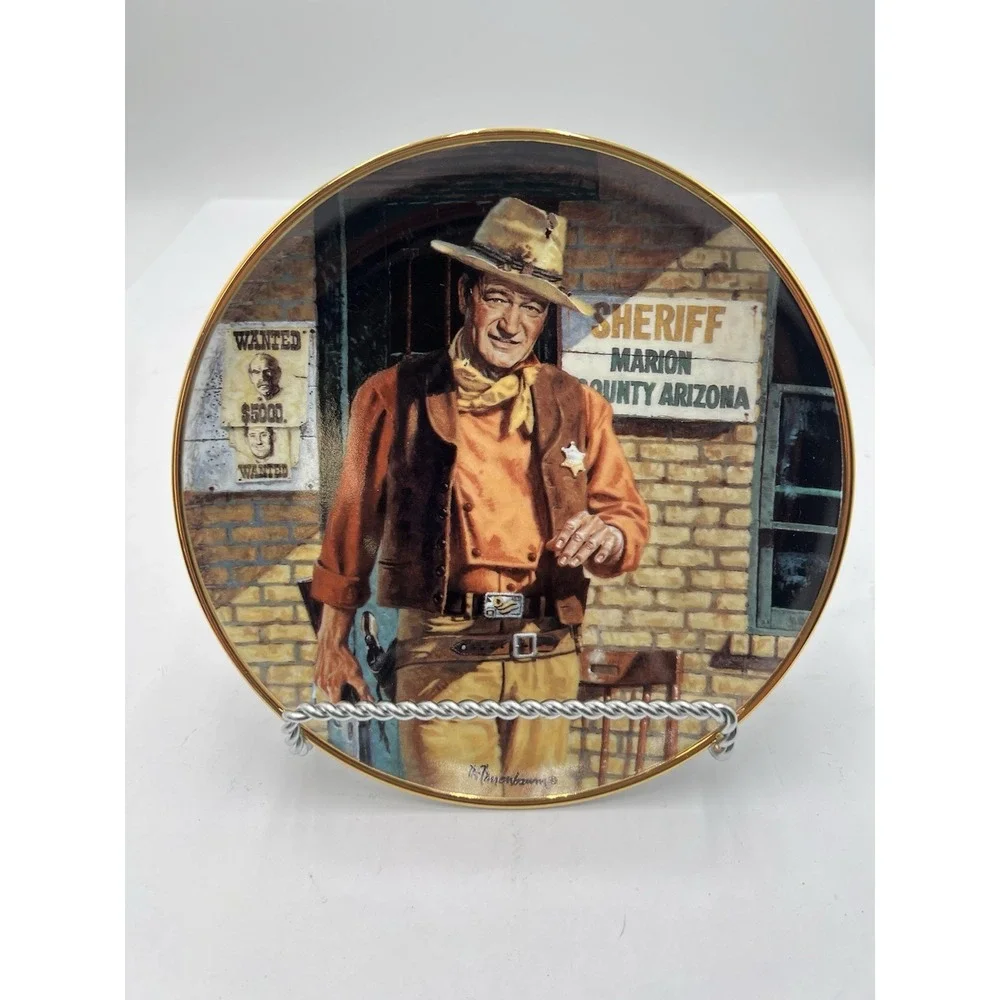 Franklin Mint John Wayne The Duke Collector Plate Robert Tanenbaum COA Box